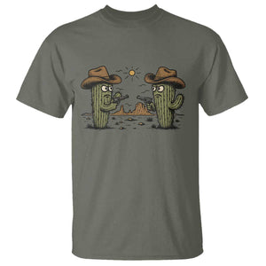 Funny Lone Star Cactus Cowboy Gunfight Gift T Shirt TS12 Military Green Print Your Wear