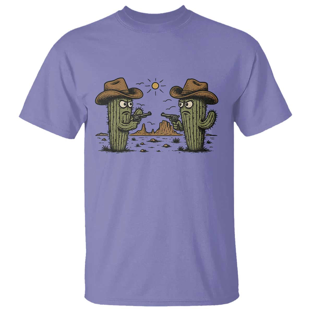Funny Lone Star Cactus Cowboy Gunfight Gift T Shirt TS12 Violet Print Your Wear