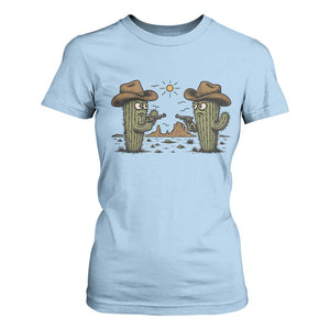 Funny Lone Star Cactus Cowboy Gunfight Gift T Shirt For Women TS12 Light Blue Print Your Wear