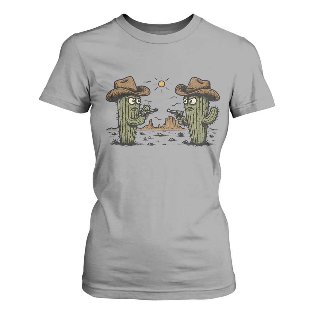 Funny Lone Star Cactus Cowboy Gunfight Gift T Shirt For Women TS12 Sport Gray Print Your Wear