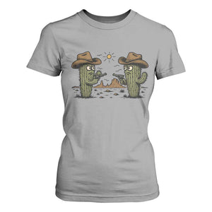 Funny Lone Star Cactus Cowboy Gunfight Gift T Shirt For Women TS12 Sport Gray Print Your Wear