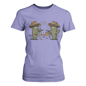 Funny Lone Star Cactus Cowboy Gunfight Gift T Shirt For Women TS12 Violet Print Your Wear