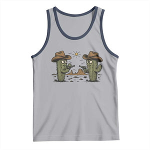Funny Lone Star Cactus Cowboy Gunfight Gift Tank Top TS12 Athletic Heather Navy Print Your Wear