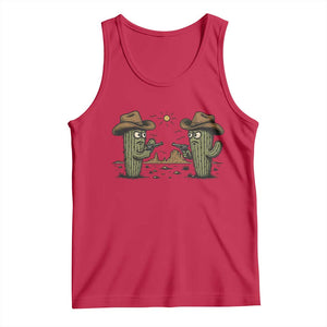 Funny Lone Star Cactus Cowboy Gunfight Gift Tank Top TS12 Red Print Your Wear