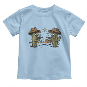 Funny Lone Star Cactus Cowboy Gunfight Gift Toddler T Shirt TS12 Light Blue Print Your Wear