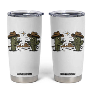 Funny Lone Star Cactus Cowboy Gunfight Gift Tumbler Cup TS12 White Print Your Wear
