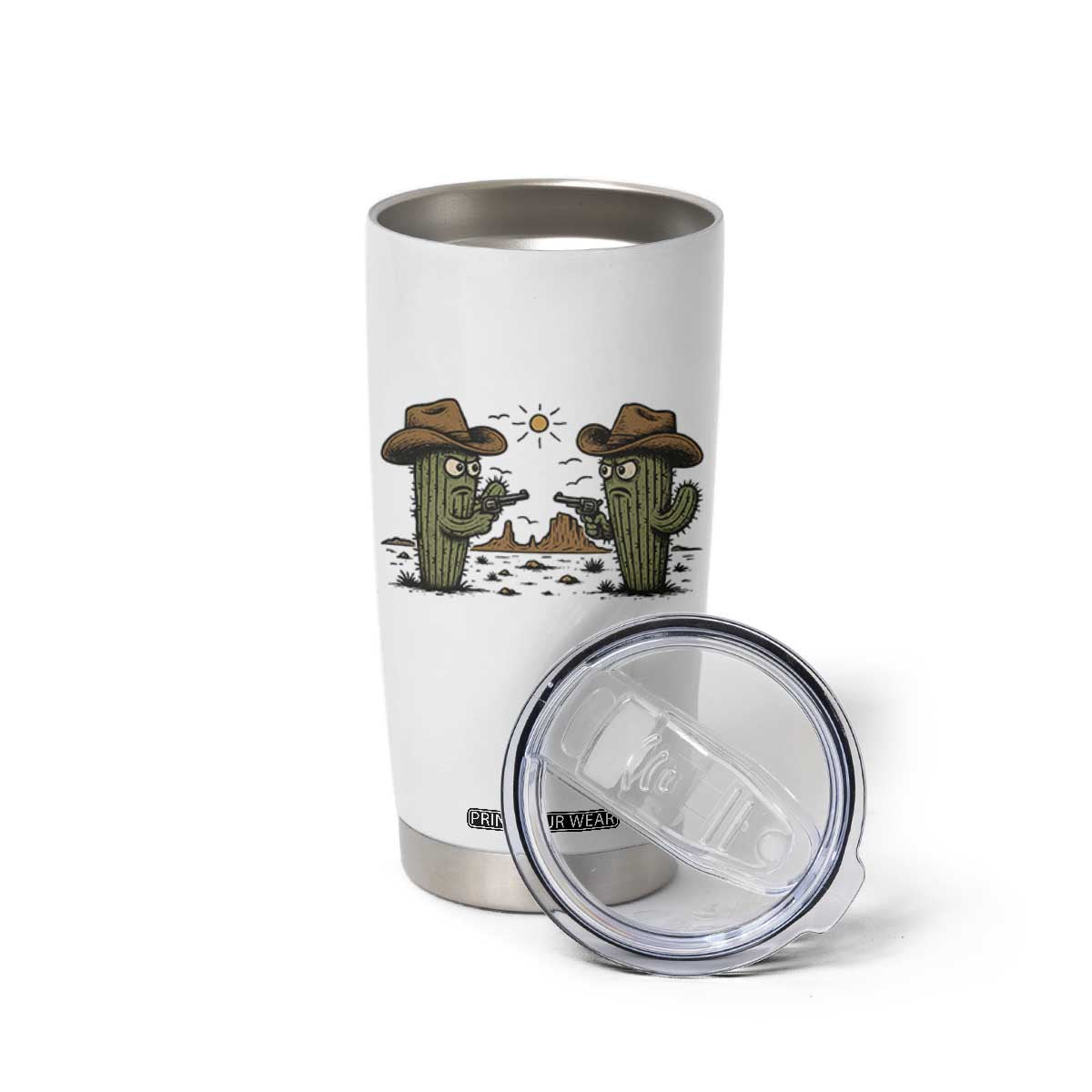 Funny Lone Star Cactus Cowboy Gunfight Gift Tumbler Cup TS12 Print Your Wear
