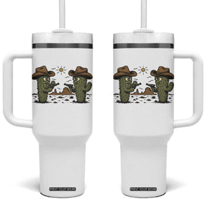Funny Lone Star Cactus Cowboy Gunfight Gift Tumbler With Handle TS12 One Size: 40 oz White Print Your Wear