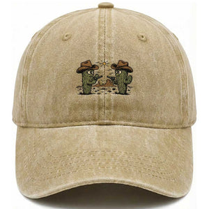 Funny Lone Star Cactus Cowboy Gunfight Gift Washed Cotton Baseball Cap TS12 Washed Cap Universal Fit Khaki Print Your Wear