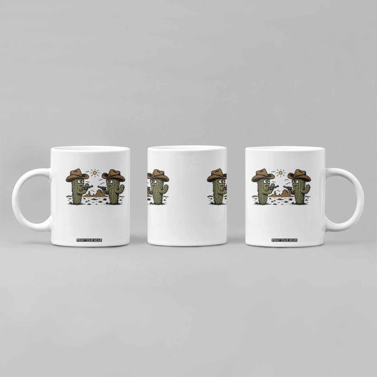 Funny Lone Star Cactus Cowboy Gunfight Gift Coffee Mug TS12 Print Your Wear