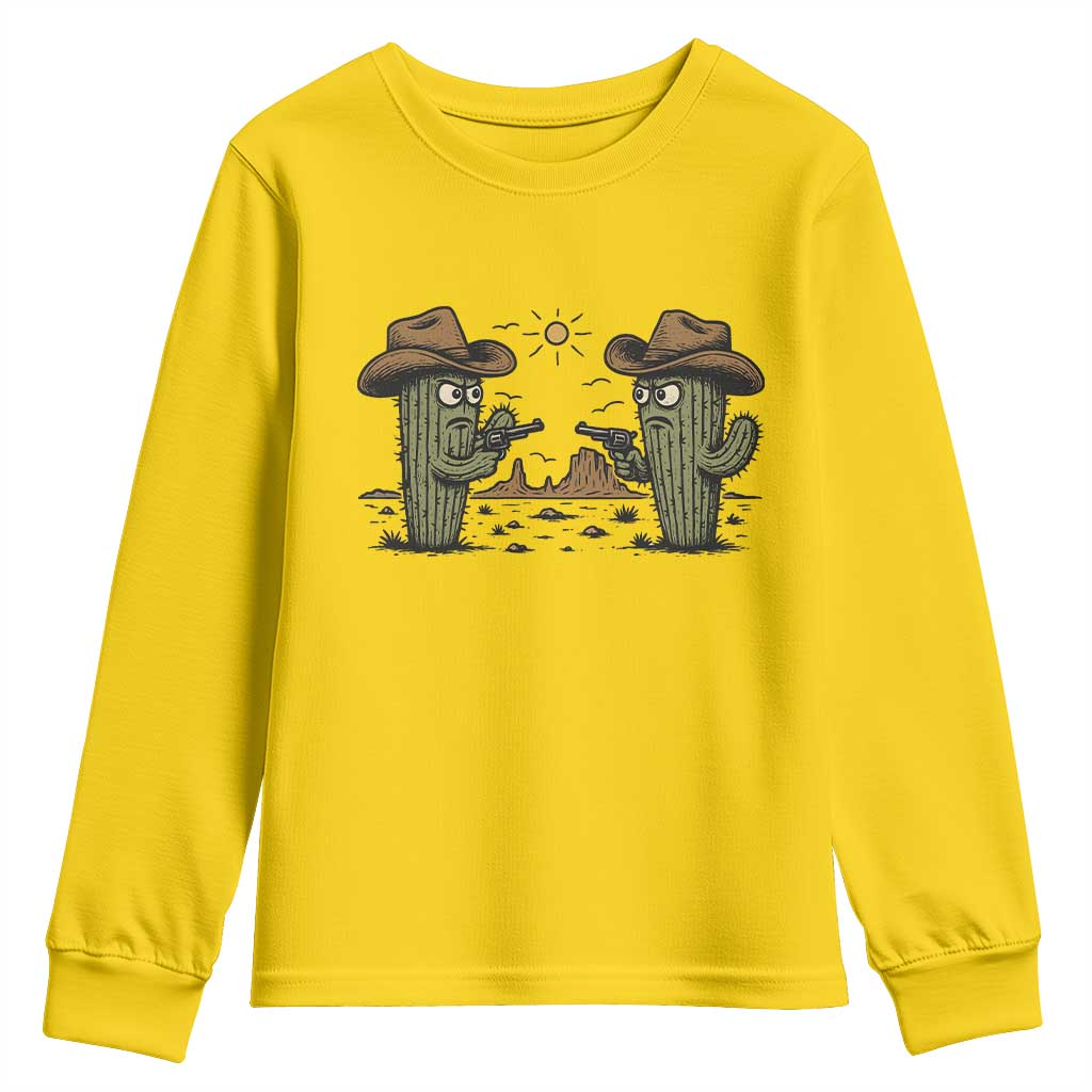 Funny Lone Star Cactus Cowboy Gunfight Gift Youth Sweatshirt TS12 Daisy Print Your Wear