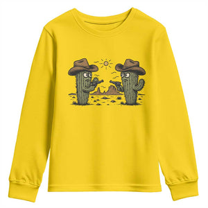 Funny Lone Star Cactus Cowboy Gunfight Gift Youth Sweatshirt TS12 Daisy Print Your Wear