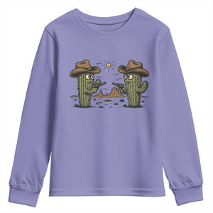 Funny Lone Star Cactus Cowboy Gunfight Gift Youth Sweatshirt TS12 Violet Print Your Wear