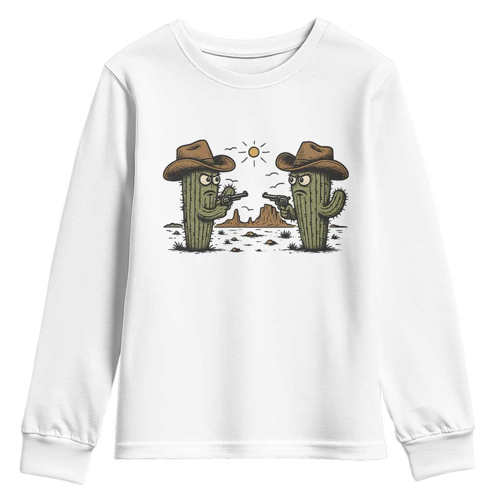 Funny Lone Star Cactus Cowboy Gunfight Gift Youth Sweatshirt TS12 White Print Your Wear