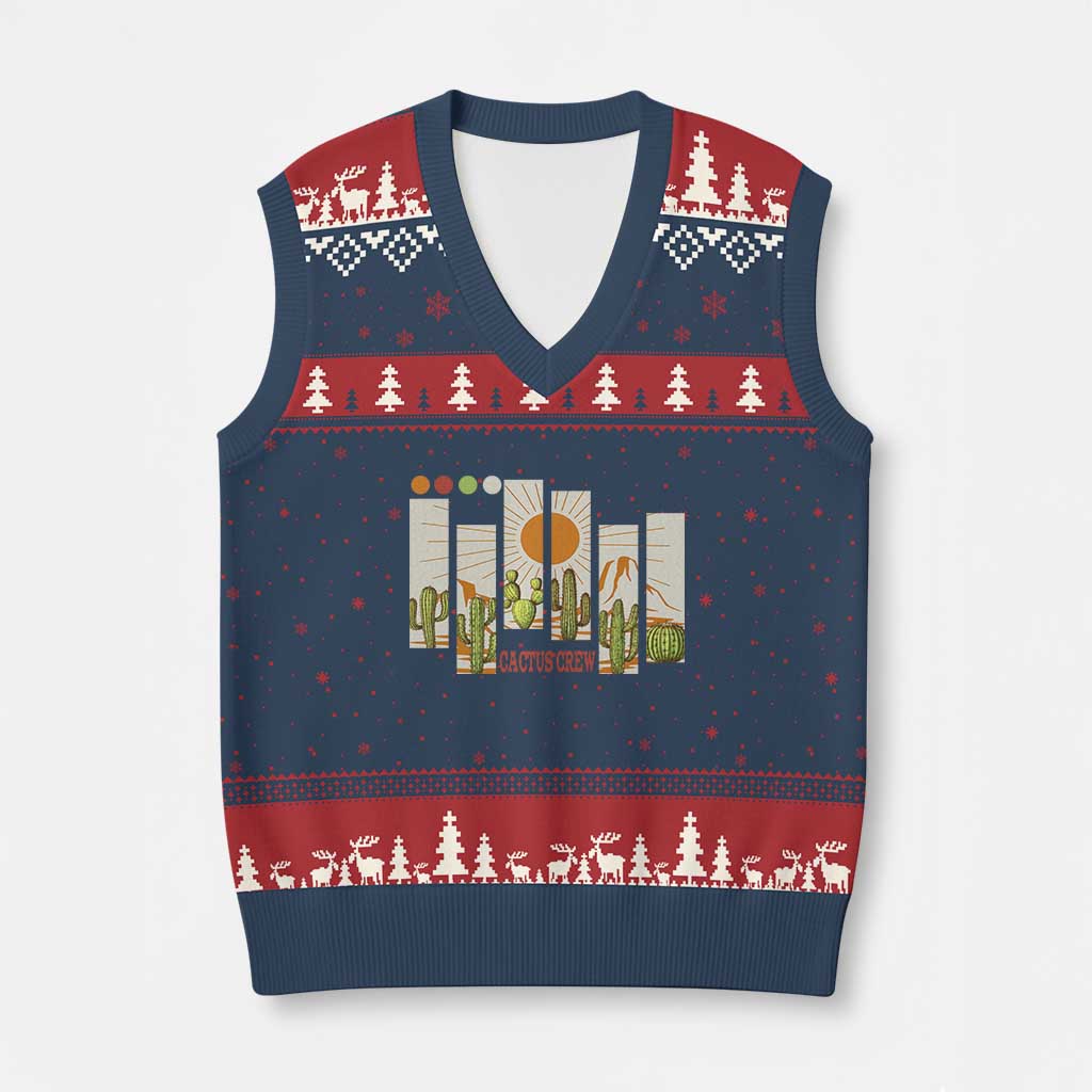 Succulent Plant Lover Gift V-Neck Knit Sweater Vest Cactus Crew TS12 Navy Red Print Your Wear