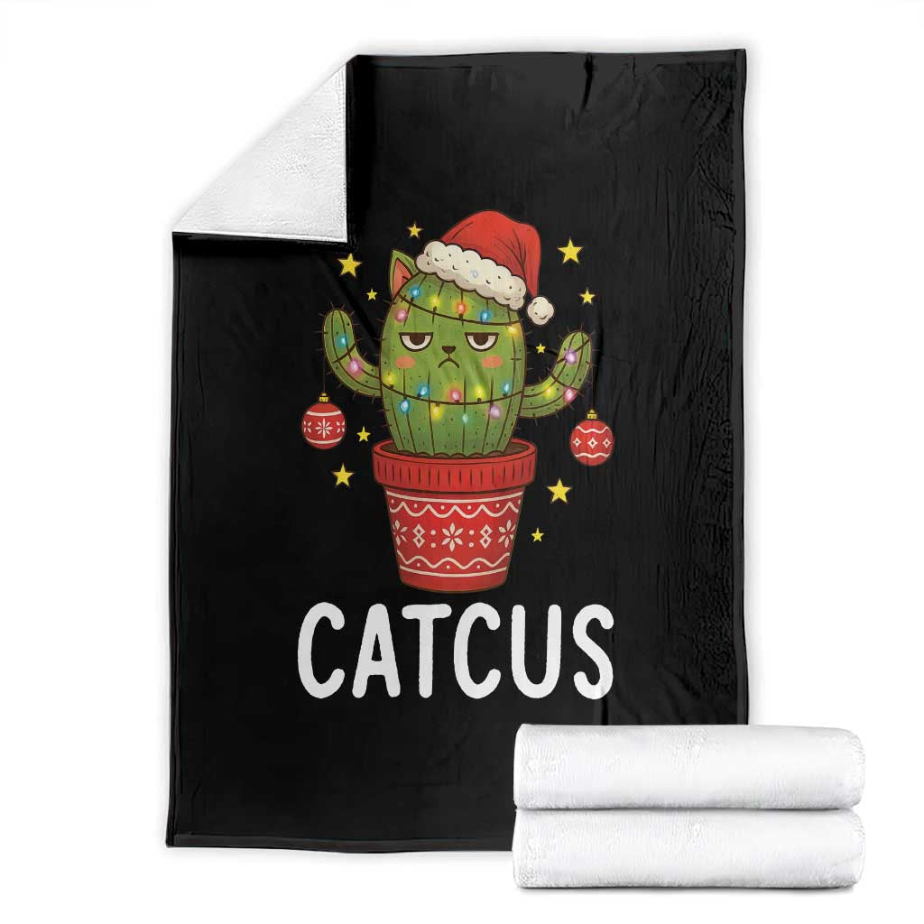 Funny Christmas Catcus Throw Blanket Succulent Lover Gift TS12 Black Print Your Wear