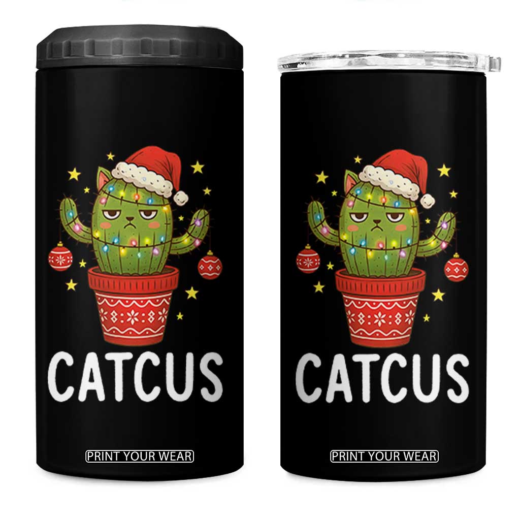 Funny Christmas Catcus 4 in 1 Can Cooler Tumbler Succulent Lover Gift TS12 One Size: 16 oz Black Print Your Wear
