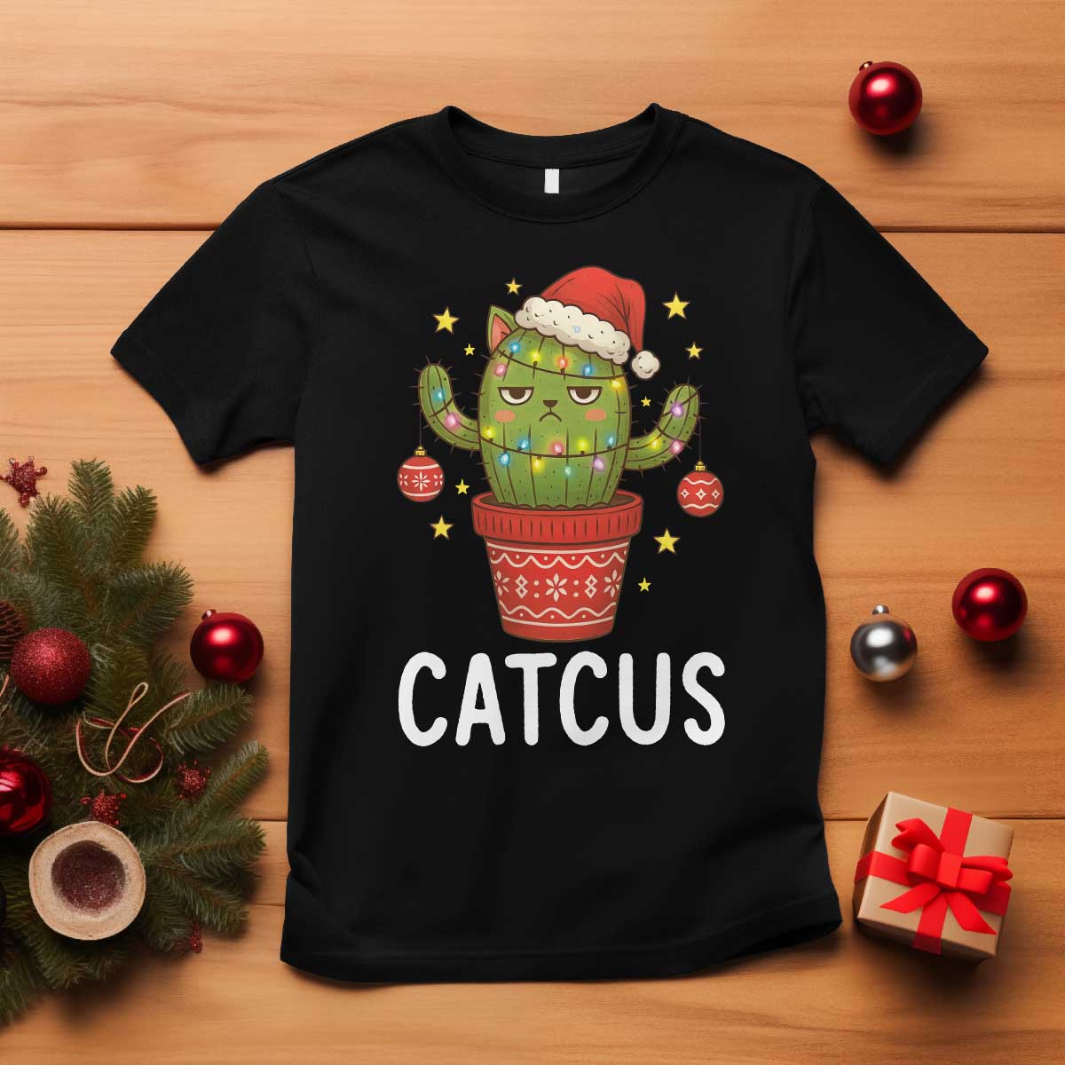 Funny Christmas Catcus T Shirt Succulent Lover Gift TS12 Black Print Your Wear