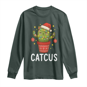 Funny Christmas Catcus Long Sleeve Shirt Succulent Lover Gift TS12 Dark Forest Green Print Your Wear