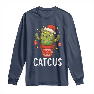 Funny Christmas Catcus Long Sleeve Shirt Succulent Lover Gift TS12 Navy Print Your Wear