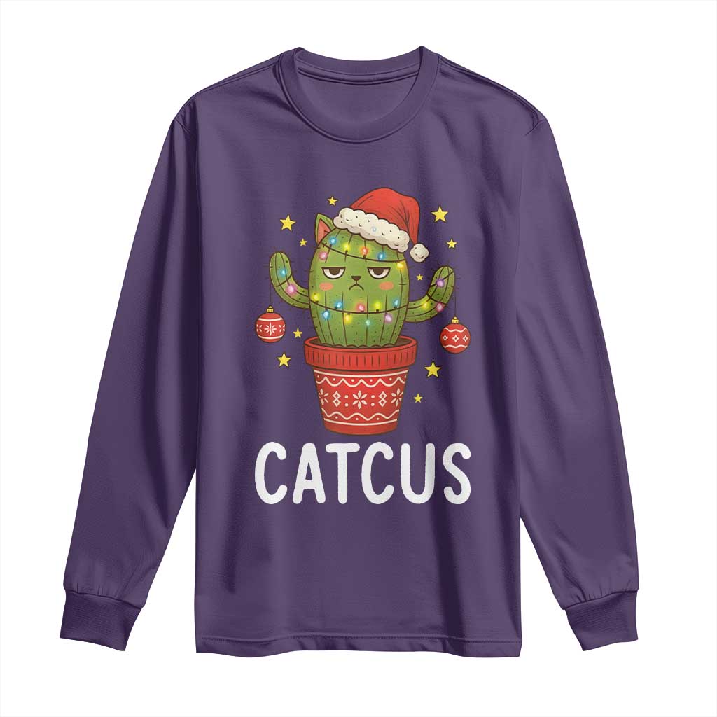 Funny Christmas Catcus Long Sleeve Shirt Succulent Lover Gift TS12 Purple Print Your Wear