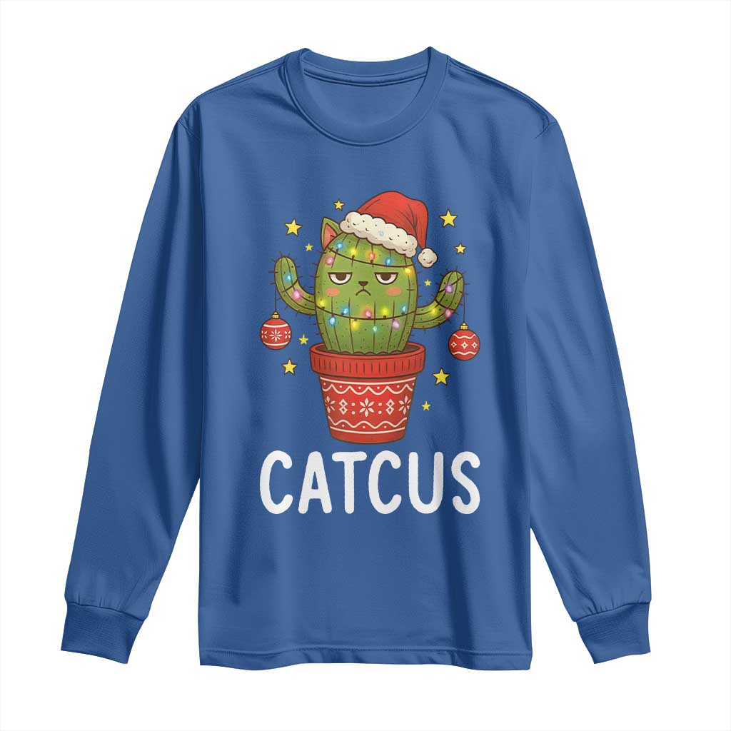 Funny Christmas Catcus Long Sleeve Shirt Succulent Lover Gift TS12 Royal Blue Print Your Wear