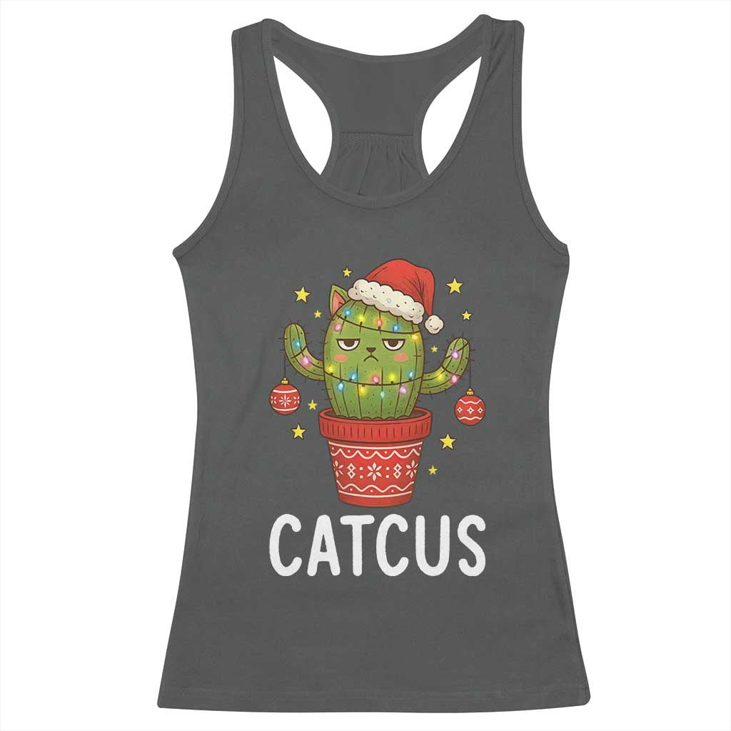 Funny Christmas Catcus Racerback Tank Top Succulent Lover Gift TS12 Dark Heather Print Your Wear
