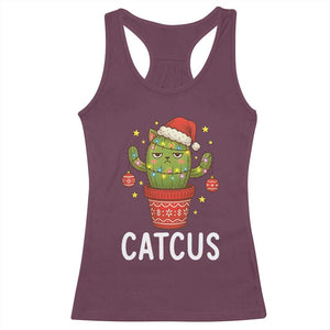 Funny Christmas Catcus Racerback Tank Top Succulent Lover Gift TS12 Maroon Print Your Wear
