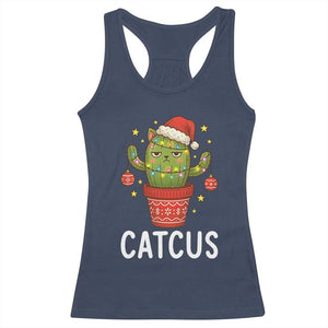 Funny Christmas Catcus Racerback Tank Top Succulent Lover Gift TS12 Navy Print Your Wear