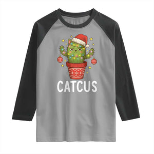 Funny Christmas Catcus Raglan Shirt Succulent Lover Gift TS12 Sport Gray Black Print Your Wear