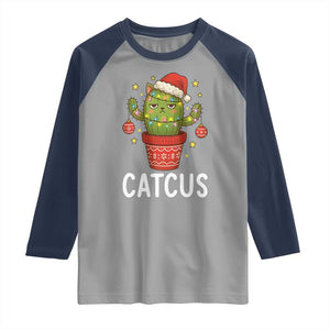 Funny Christmas Catcus Raglan Shirt Succulent Lover Gift TS12 Sport Gray Navy Print Your Wear