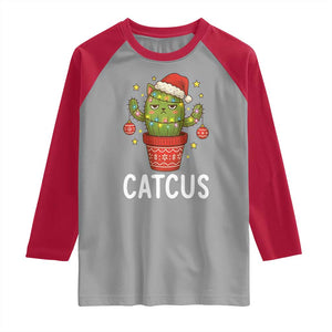Funny Christmas Catcus Raglan Shirt Succulent Lover Gift TS12 Sport Gray Red Print Your Wear
