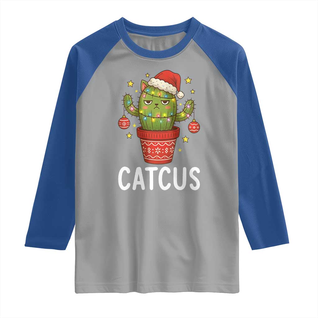 Funny Christmas Catcus Raglan Shirt Succulent Lover Gift TS12 Sport Gray Royal Print Your Wear