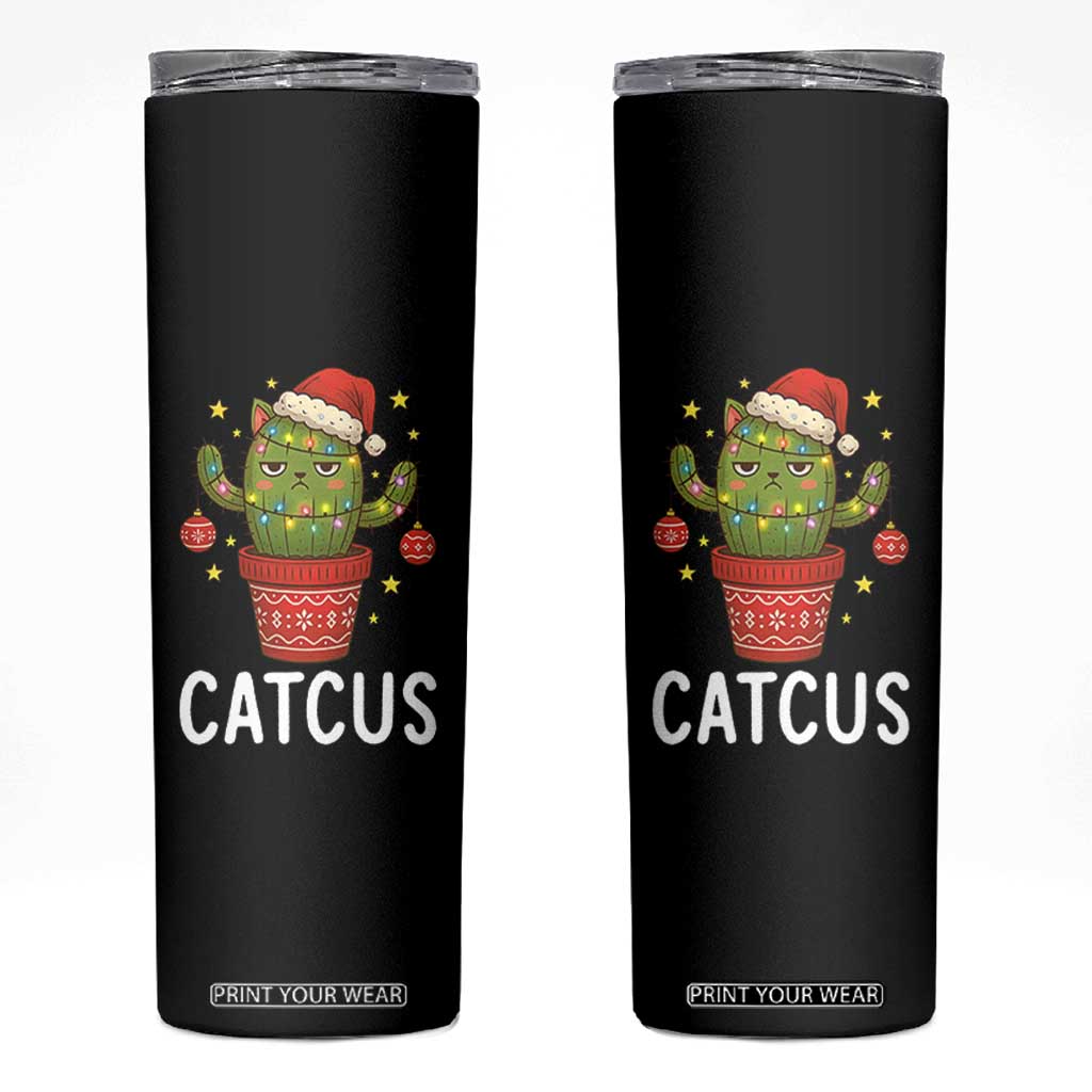 Funny Christmas Catcus Skinny Tumbler Succulent Lover Gift TS12 Black Print Your Wear