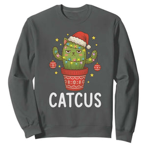 Funny Christmas Catcus Sweatshirt Succulent Lover Gift TS12 Dark Heather Print Your Wear