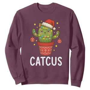 Funny Christmas Catcus Sweatshirt Succulent Lover Gift TS12 Maroon Print Your Wear