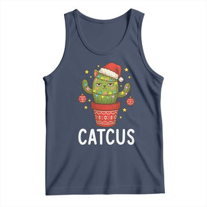 Funny Christmas Catcus Tank Top Succulent Lover Gift TS12 Navy Print Your Wear