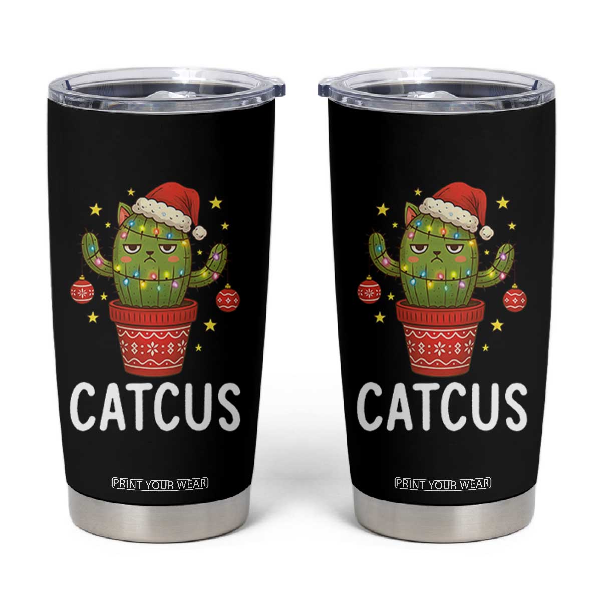 Funny Christmas Catcus Tumbler Cup Succulent Lover Gift TS12 Black Print Your Wear