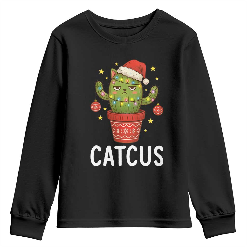 Funny Christmas Catcus Youth Sweatshirt Succulent Lover Gift TS12 Black Print Your Wear