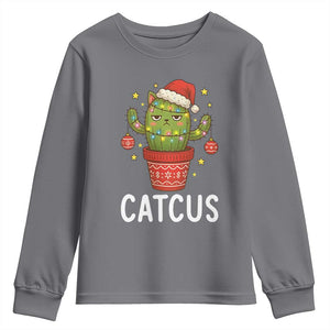Funny Christmas Catcus Youth Sweatshirt Succulent Lover Gift TS12 Charcoal Print Your Wear