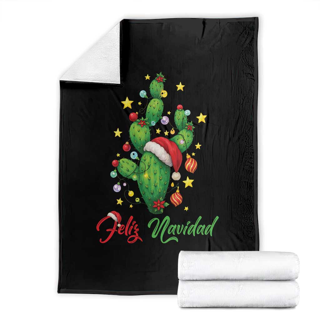 Feliz Navidad Cactus Throw Blanket Funny Spanish Christmas Gift TS12 Black Print Your Wear