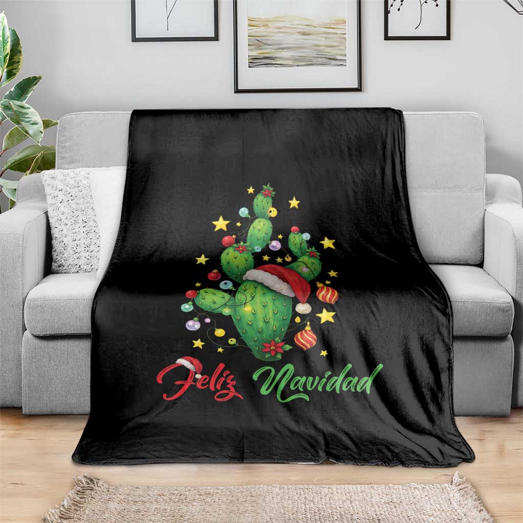 Feliz Navidad Cactus Throw Blanket Funny Spanish Christmas Gift TS12 Print Your Wear