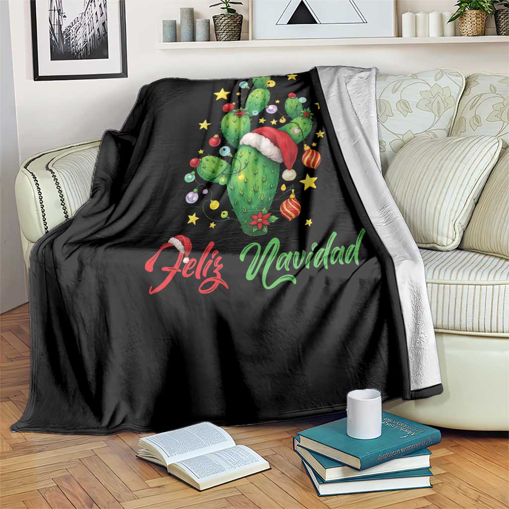 Feliz Navidad Cactus Throw Blanket Funny Spanish Christmas Gift TS12 Print Your Wear
