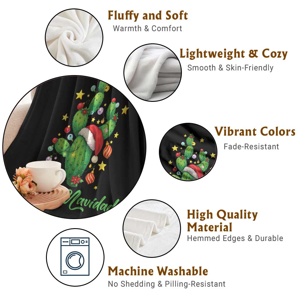 Feliz Navidad Cactus Throw Blanket Funny Spanish Christmas Gift TS12 Print Your Wear