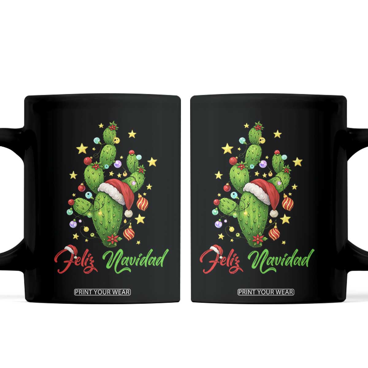 Feliz Navidad Cactus Coffee Mug Funny Spanish Christmas Gift TS12 Black Print Your Wear