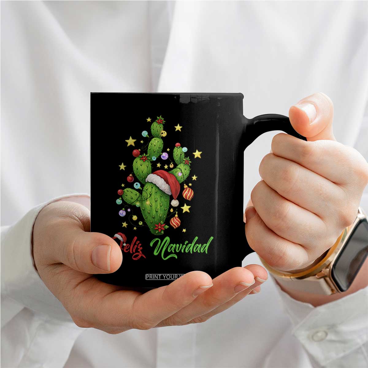 Feliz Navidad Cactus Coffee Mug Funny Spanish Christmas Gift TS12 Print Your Wear