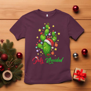 Feliz Navidad Cactus T Shirt Funny Spanish Christmas Gift TS12 Maroon Print Your Wear