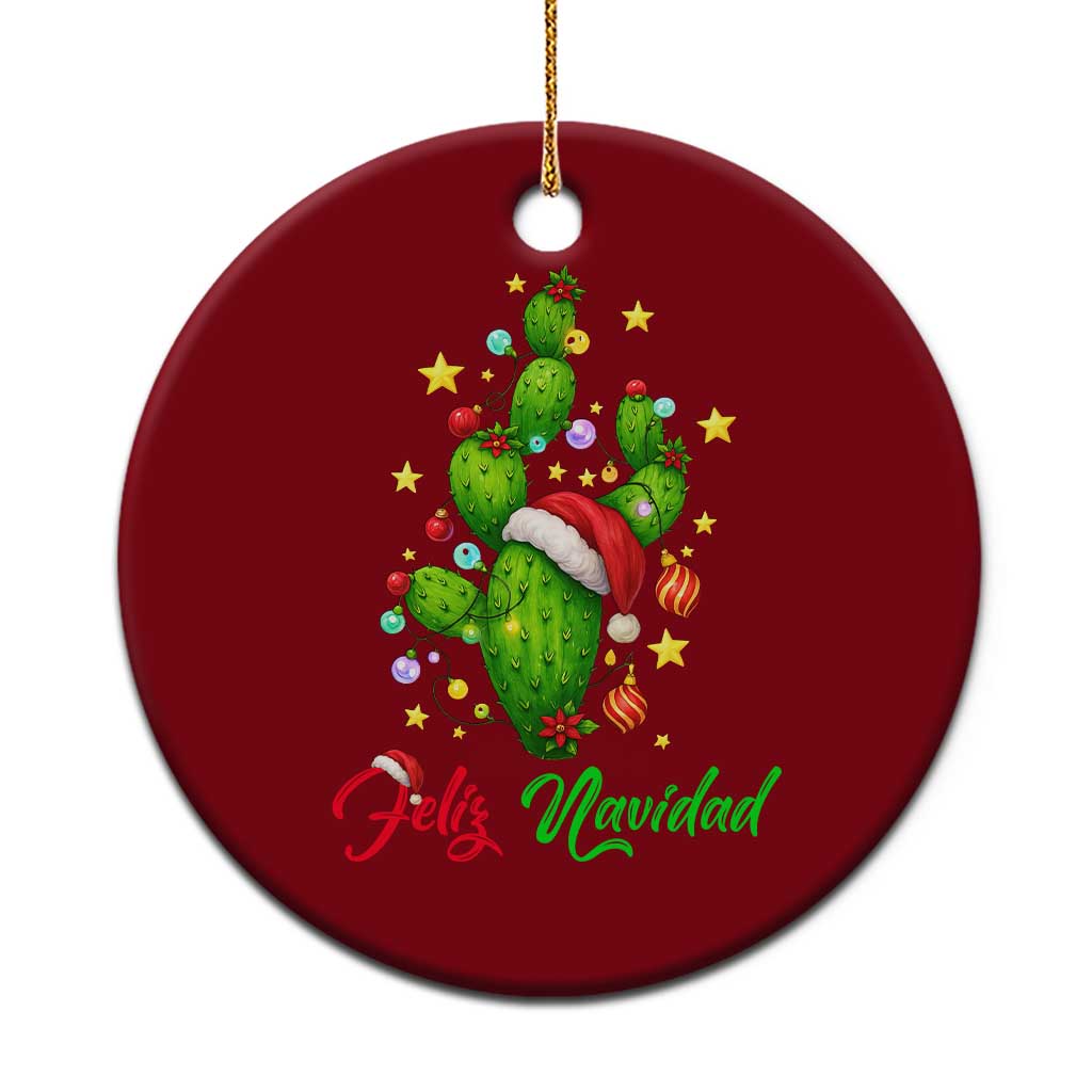 Feliz Navidad Cactus Ceramic Ornament Funny Spanish Xmas Gift TS12 1pc Red Print Your Wear