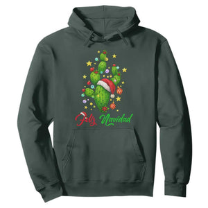 Feliz Navidad Cactus Hoodie Funny Spanish Christmas Gift TS12 Dark Forest Green Print Your Wear