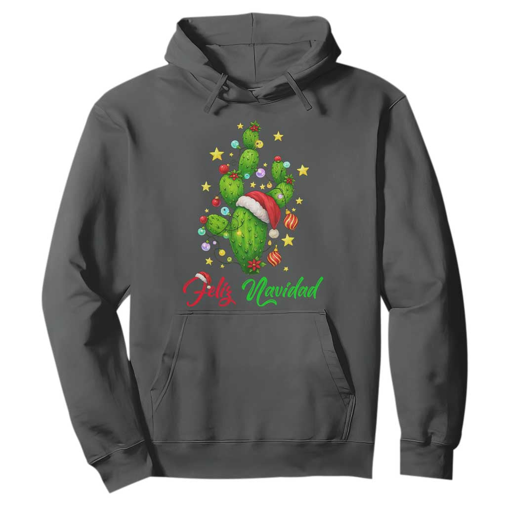 Feliz Navidad Cactus Hoodie Funny Spanish Christmas Gift TS12 Dark Heather Print Your Wear